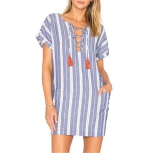 Tularosa warren blue white striped dress with pockets